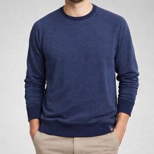 Banana Republic Polartec Mens Crewneck Sweatshirt Heathered Blue Raglan Sleeve M